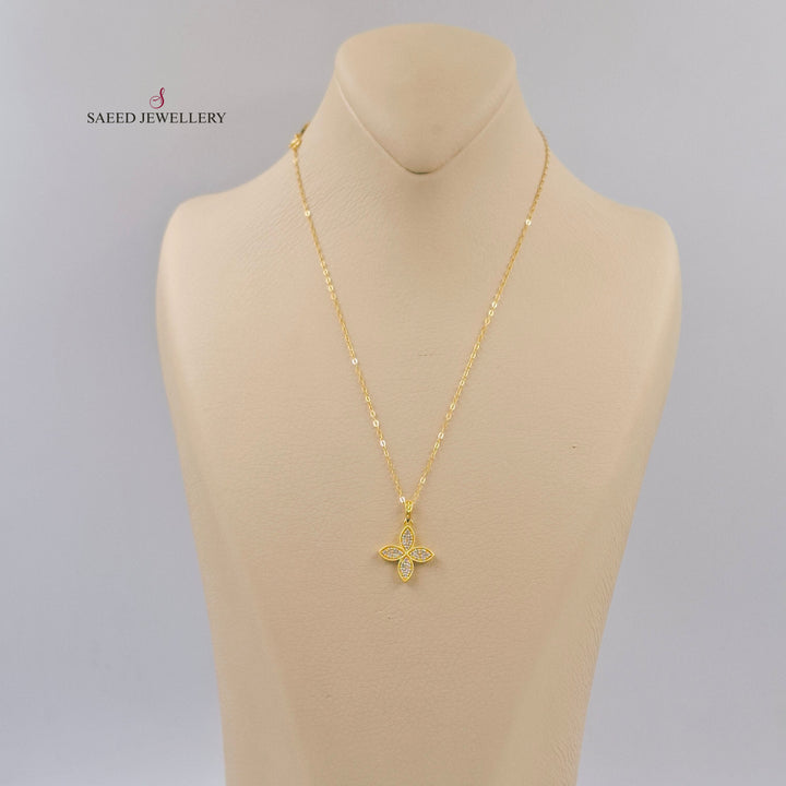 18K عقد وردة مرصع-مجوهرات الشيخ سعيد-Saeed Jewelry 