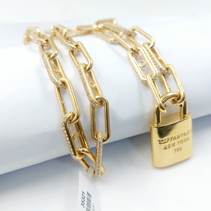 18K عقد قفل مرصع-مجوهرات الشيخ سعيد-Saeed Jewelry 