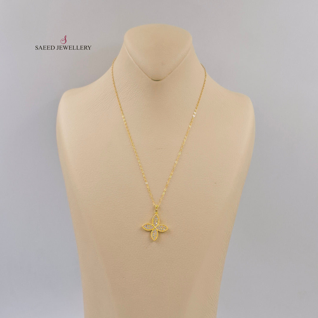 18K عقد وردة مرصع-مجوهرات الشيخ سعيد-Saeed Jewelry 