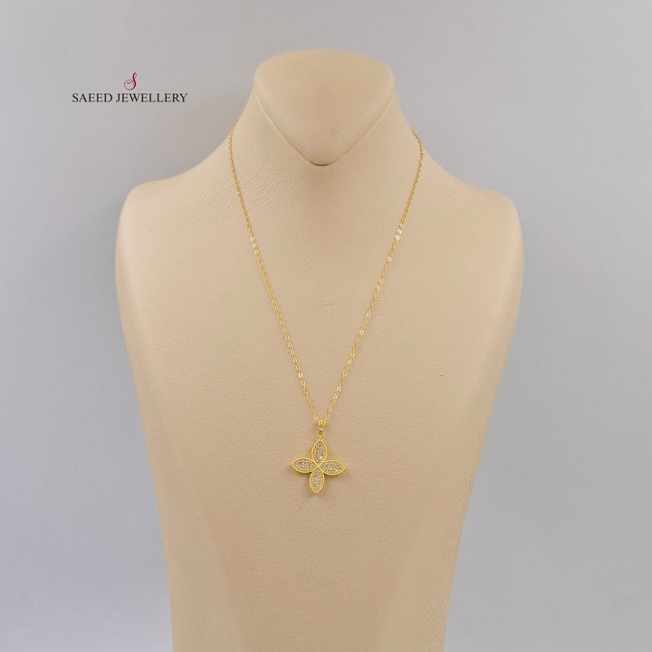 18K عقد وردة مرصع-مجوهرات الشيخ سعيد-Saeed Jewelry 