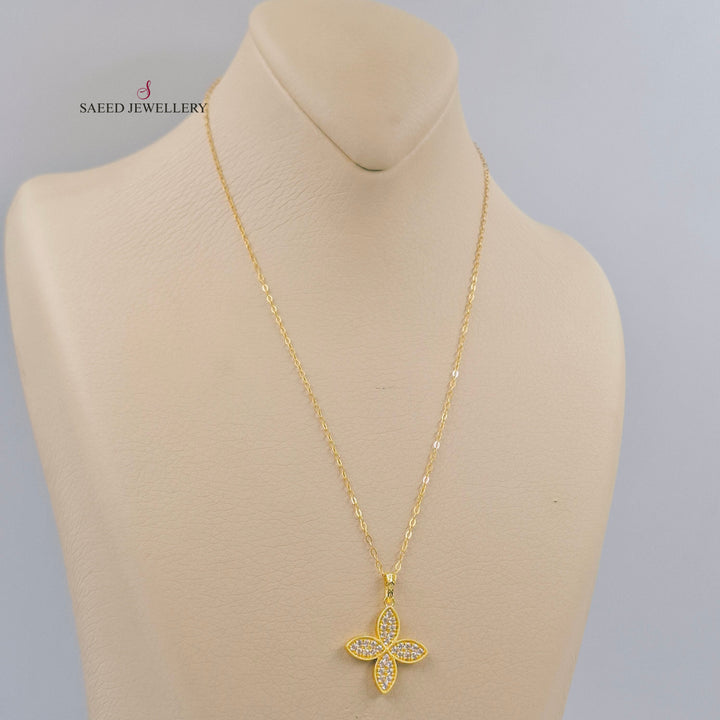 18K عقد وردة مرصع-مجوهرات الشيخ سعيد-Saeed Jewelry 