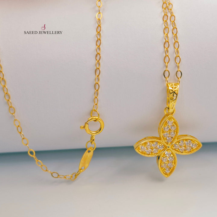 18K عقد وردة مرصع-مجوهرات الشيخ سعيد-Saeed Jewelry 