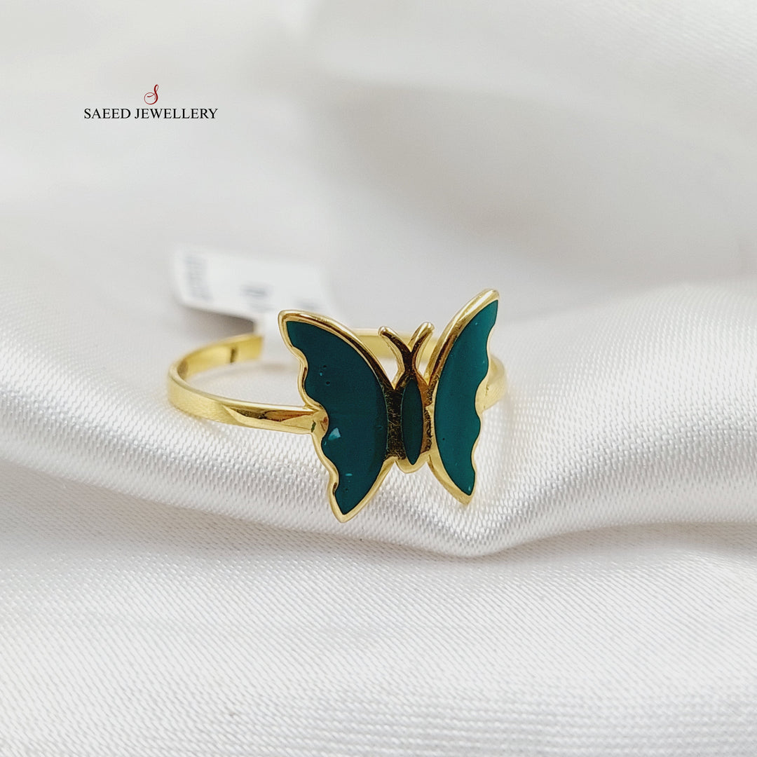 18K خاتم فراشة مينا-مجوهرات الشيخ سعيد-Saeed Jewelry 