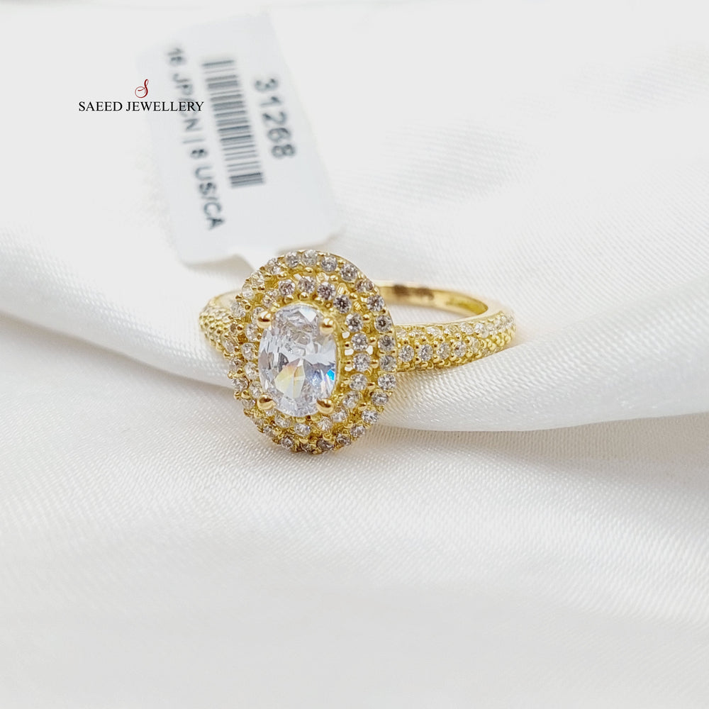 18K خاتم فيروزي مرصع-مجوهرات الشيخ سعيد-Saeed Jewelry 