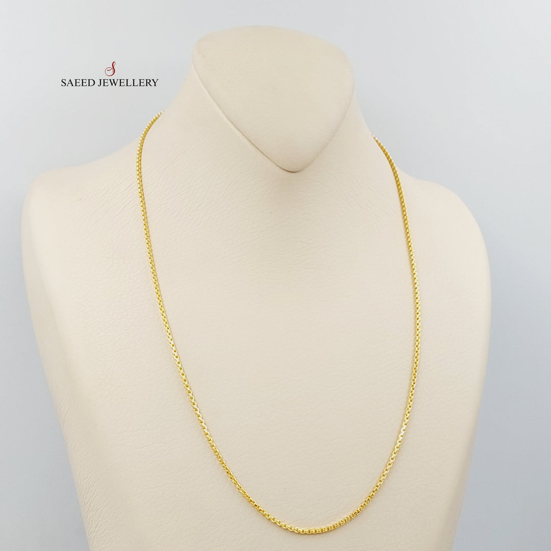 (1.5mm) Box Chain 50cm Made Of 21K Yellow Gold by Saeed Jewelry-28559