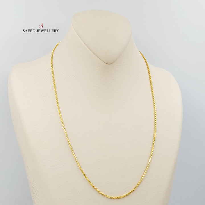 (1.5mm) Box Chain 50cm Made Of 21K Yellow Gold by Saeed Jewelry-28559