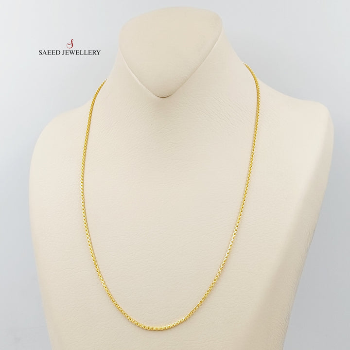 (1.5mm) Box Chain 50cm Made Of 21K Yellow Gold by Saeed Jewelry-28559