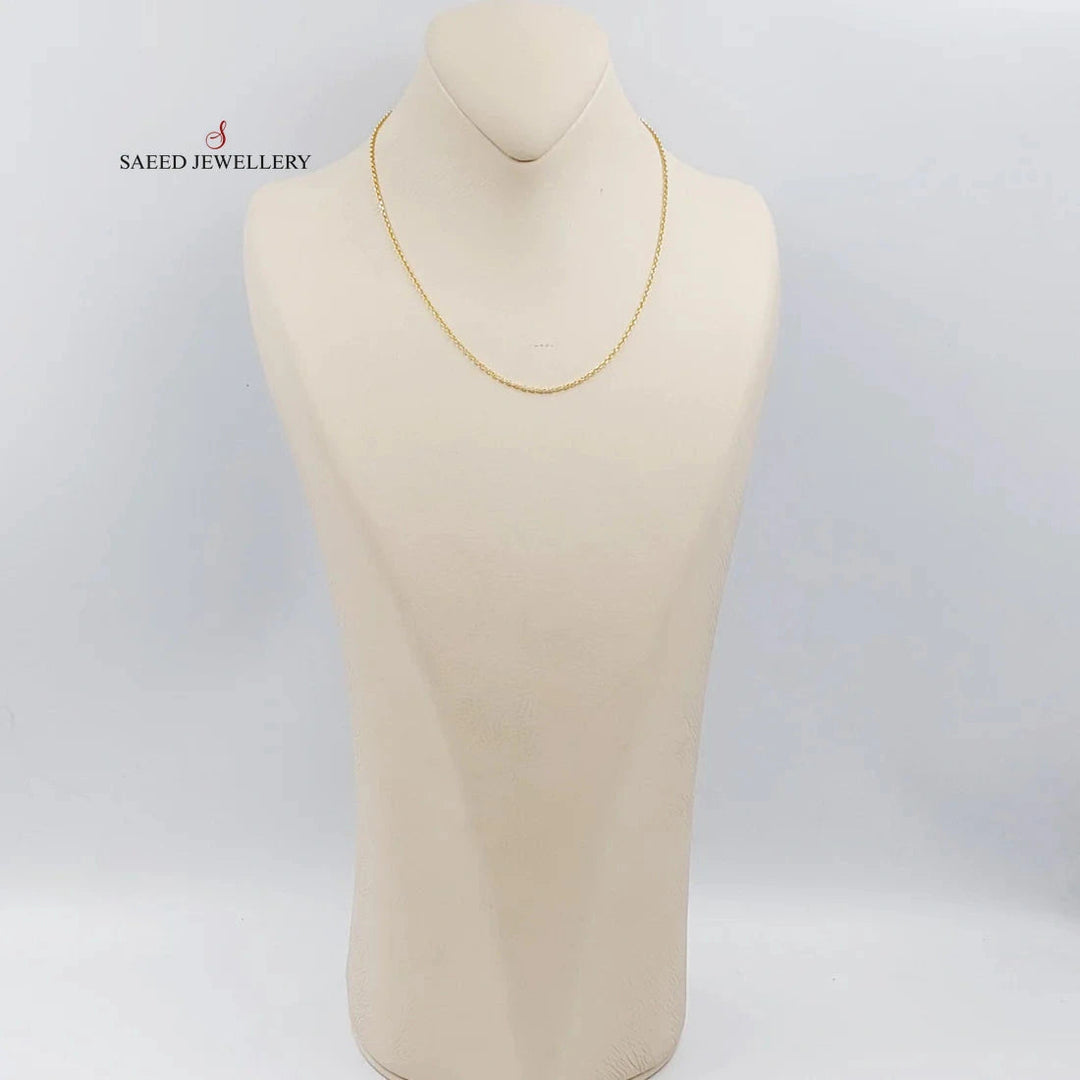 (1.5mm) Cable Link Chain 40cm Made Of 21K Yellow Gold by Saeed Jewelry-28613