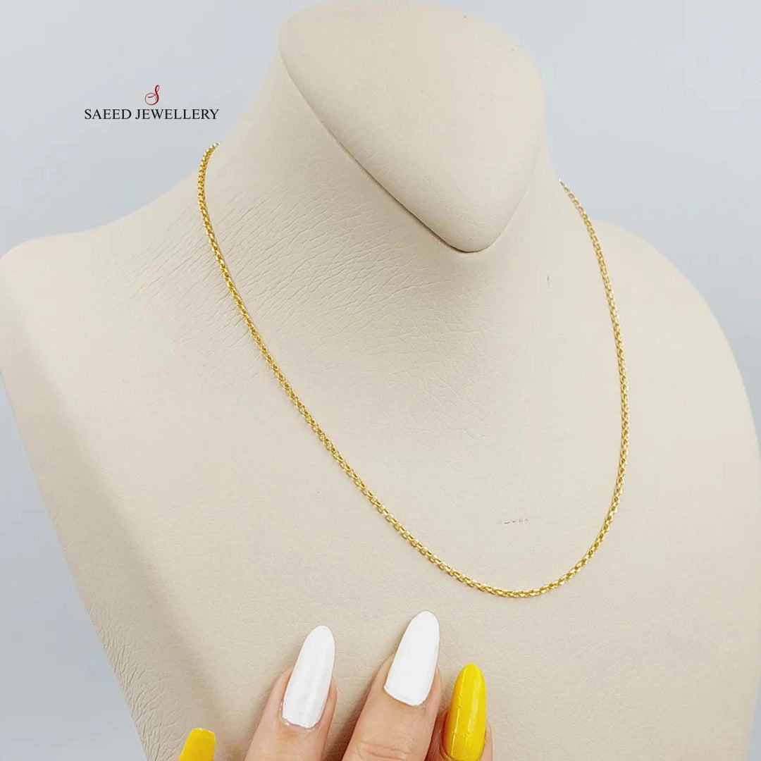 (1.5mm) Cable Link Chain 40cm Made Of 21K Yellow Gold by Saeed Jewelry-28613