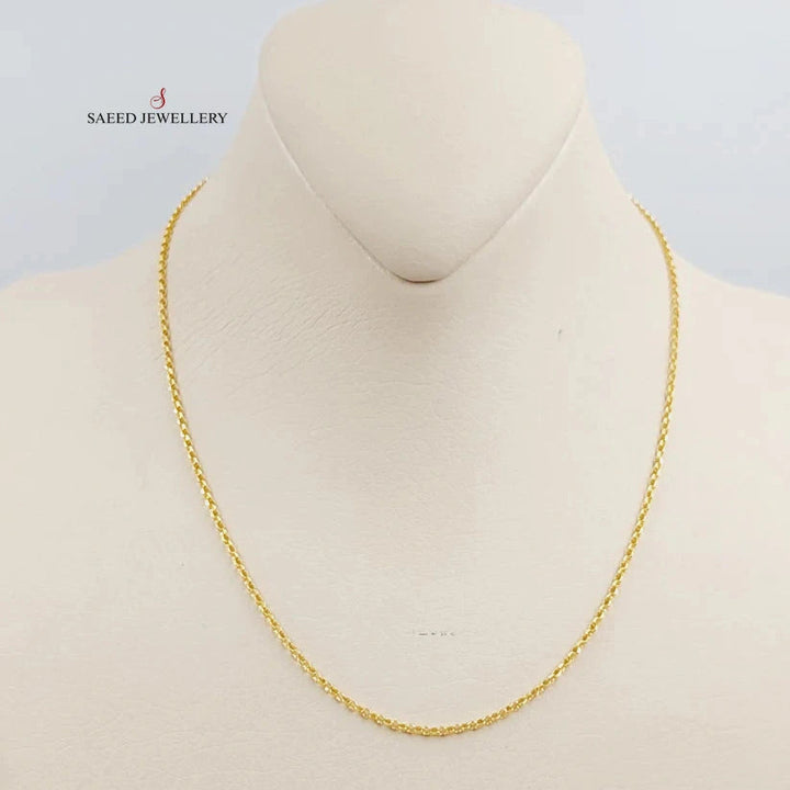 (1.5mm) Cable Link Chain 40cm Made Of 21K Yellow Gold by Saeed Jewelry-28613