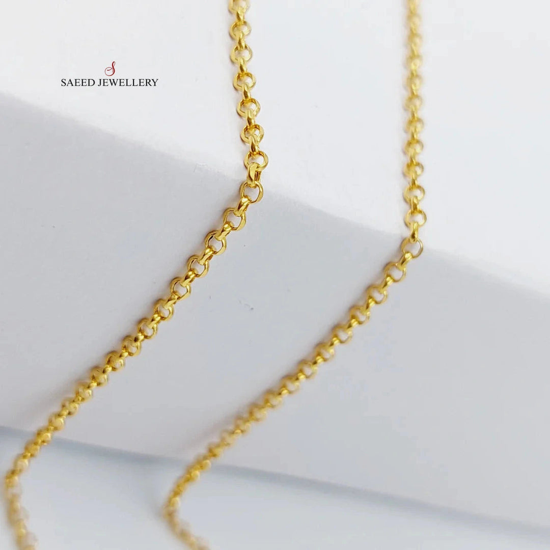 (1.5mm) Cable Link Chain 40cm Made Of 21K Yellow Gold by Saeed Jewelry-28613