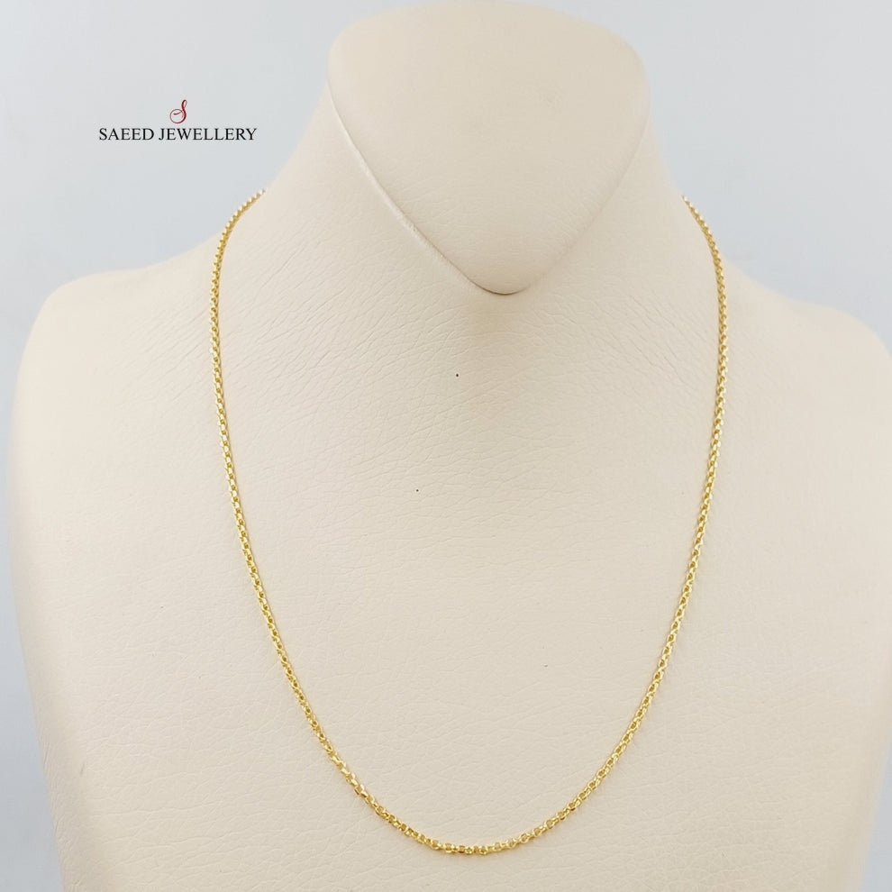 (1.5mm) Cable Link Chain 45cm Made Of 21K Yellow Gold by Saeed Jewelry-28609