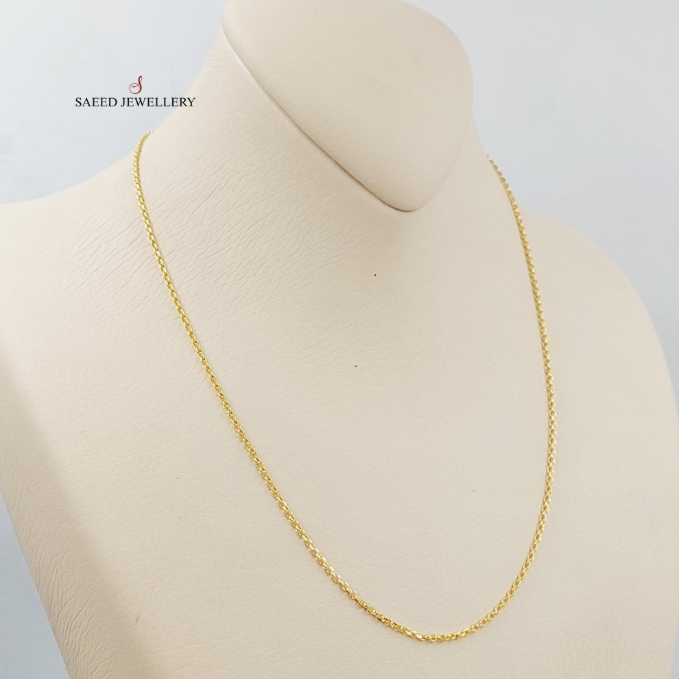 (1.5mm) Cable Link Chain 45cm Made Of 21K Yellow Gold by Saeed Jewelry-28609
