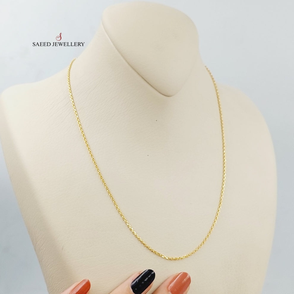 (1.5mm) Cable Link Chain 45cm Made Of 21K Yellow Gold by Saeed Jewelry-28609