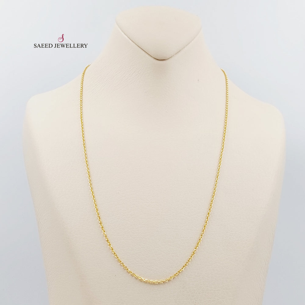 (1.5mm) Cable Link Chain 60cm Made Of 21K Yellow Gold by Saeed Jewelry-30456