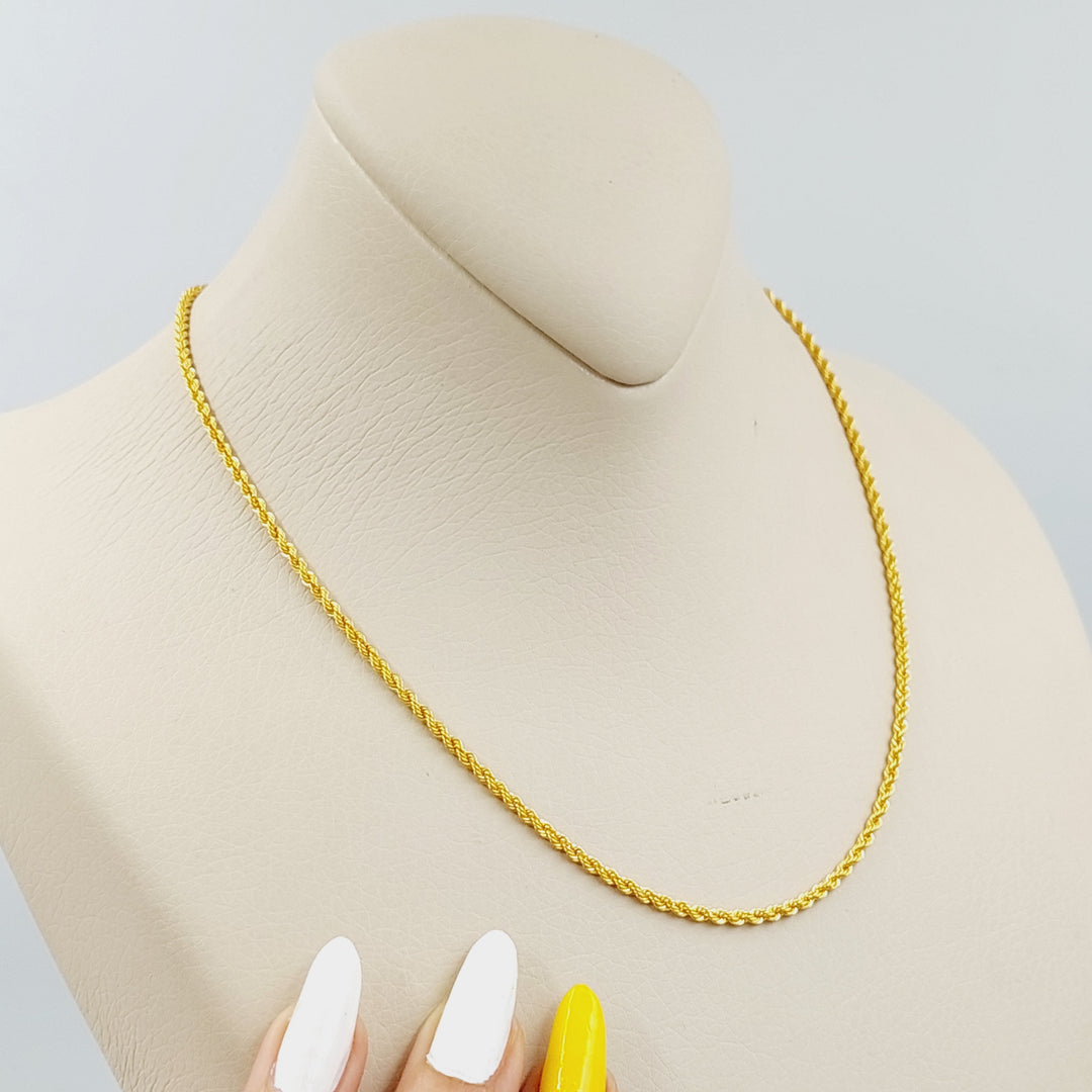 21K 40cm Thin Rope Chain Made of 21K Yellow Gold by Saeed Jewelry-22545
