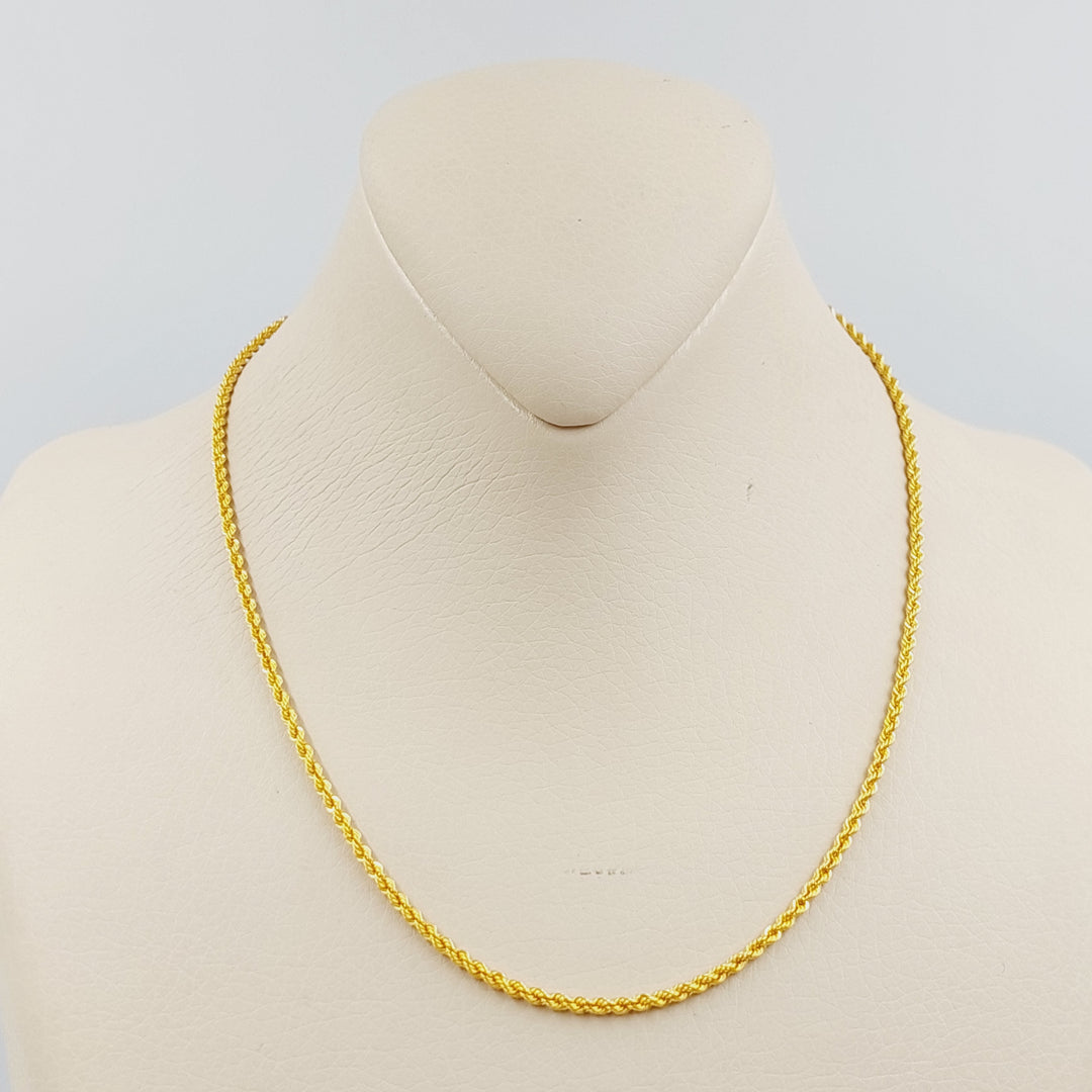 21K 40cm Thin Rope Chain Made of 21K Yellow Gold by Saeed Jewelry-22545