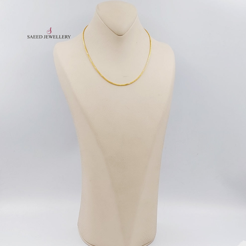 21K Gold 40cm Thin Franco Chain by Saeed Jewelry - Image 3
