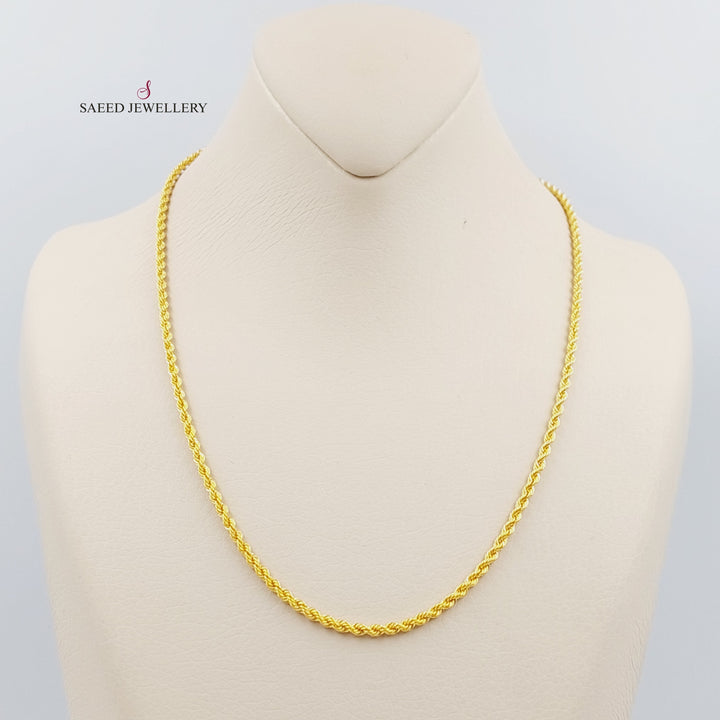 21K 45cm Medium Thickness Rope Chain Made of 21K Yellow Gold by Saeed Jewelry-سنسال-جدل45-سم-متوسط-السمك