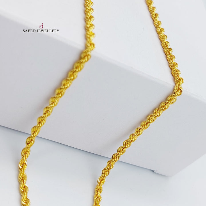 21K 45cm Medium Thickness Rope Chain Made of 21K Yellow Gold by Saeed Jewelry-سنسال-جدل45-سم-متوسط-السمك