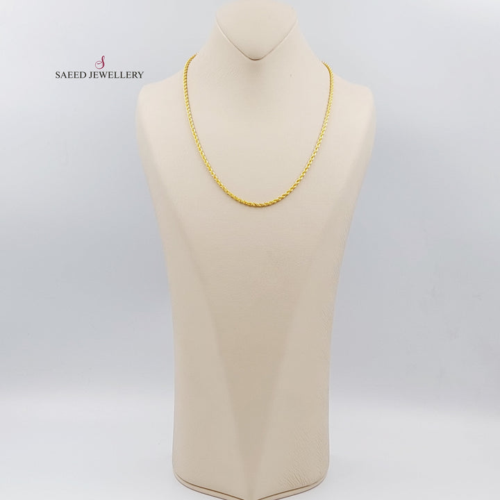 21K 45cm Medium Thickness Rope Chain Made of 21K Yellow Gold by Saeed Jewelry-سنسال-جدل45-سم-متوسط-السمك