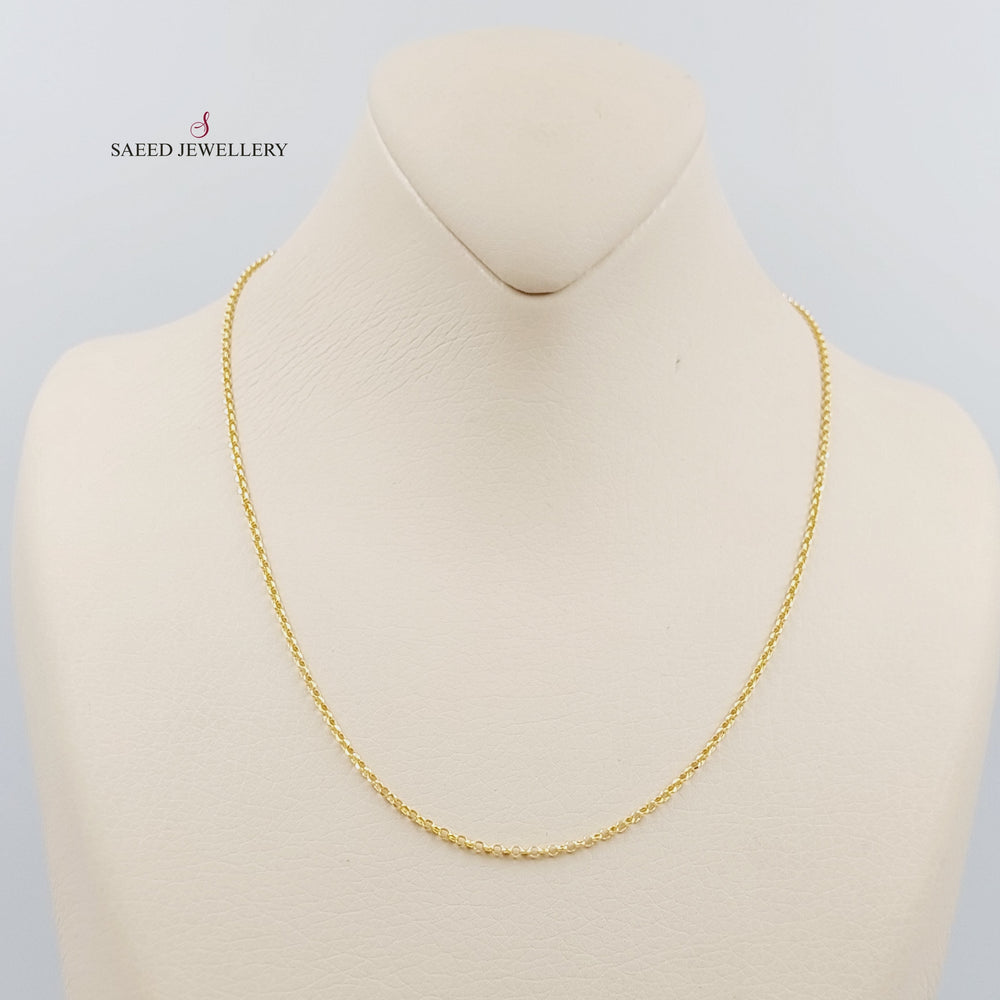 21K 45cm Zarad Medium Thickness Chain Made of 21K Yellow Gold by Saeed Jewelry-سنسال-زرد-45-سم-متوسط-السماكة