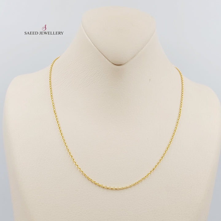 21K 45cm Zarad Medium Thickness Chain Made of 21K Yellow Gold by Saeed Jewelry-سنسال-زرد-45-سم-متوسط-السماكة