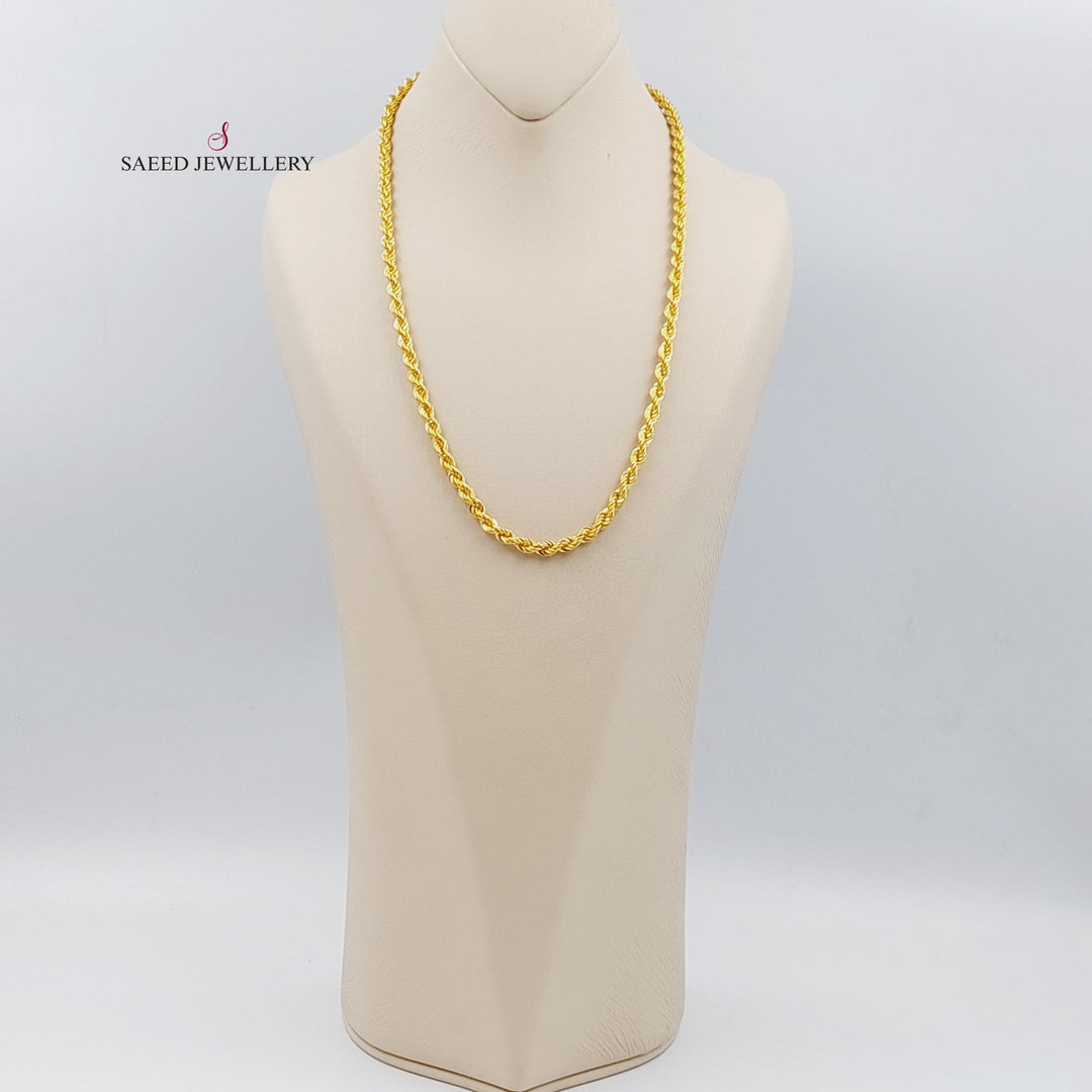 21K 50cm Bold Rope Chain Made of 21K Yellow Gold by Saeed Jewelry-سنسال-جدل-50-سم-سميك