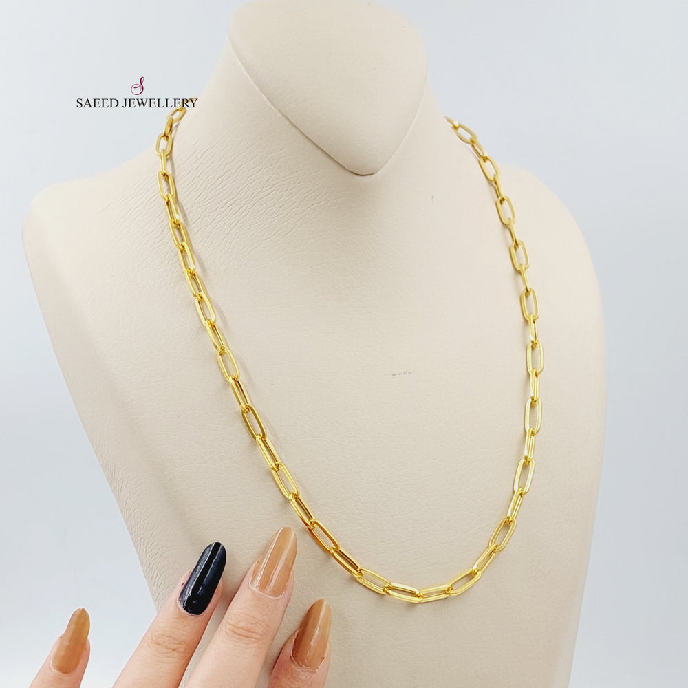 21K 50cm Paperclip Necklace Chain Made of 21K Yellow Gold by Saeed Jewelry-22527