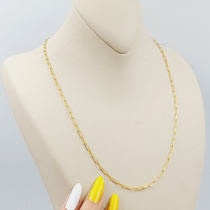 21K Gold 50cm Thin Paperclip Chain by Saeed Jewelry - Image 2