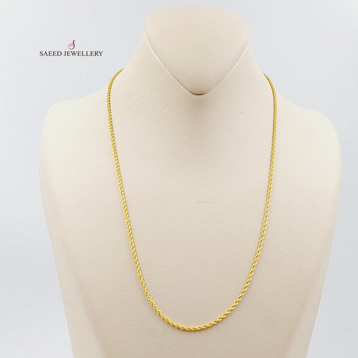 21K 50cm Thin Rope Chain Made of 21K Yellow Gold by Saeed Jewelry-24758