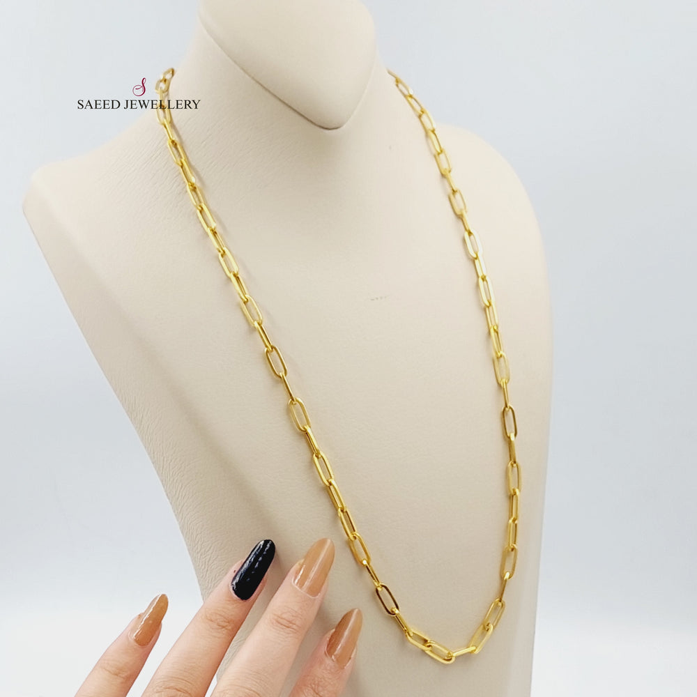 21K 60cm Paperclip Necklace Chain Made of 21K Yellow Gold by Saeed Jewelry-22530