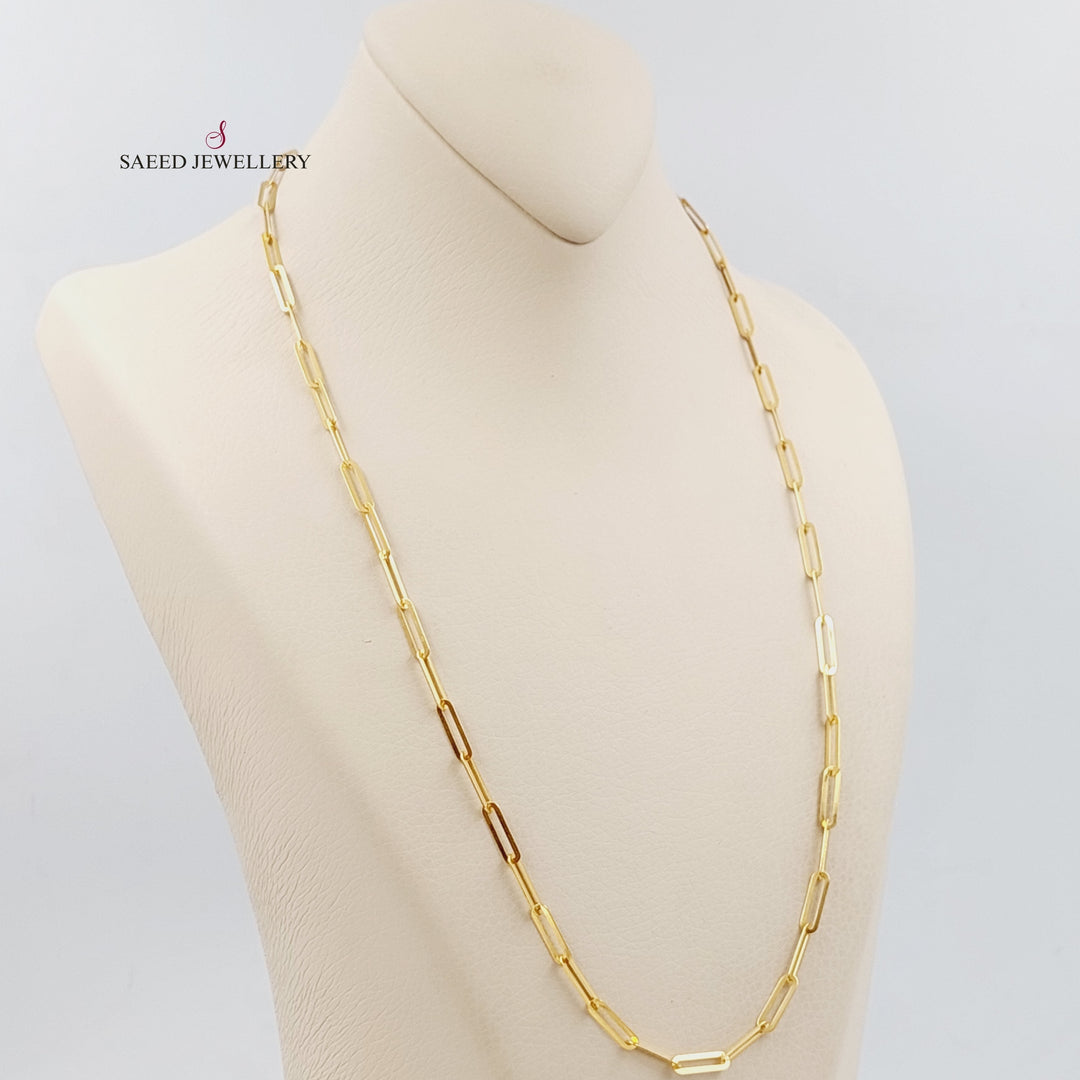 21K Gold 60cm Paperclip Necklace Chain by Saeed Jewelry - Image 3