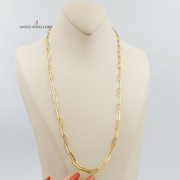 21K Gold 60cm Paperclip Necklace Chain by Saeed Jewelry - Image 1