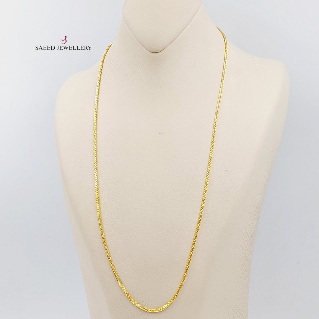 21K 60cm Thin Spiga Chain Made of 21K Yellow Gold by Saeed Jewelry-24818