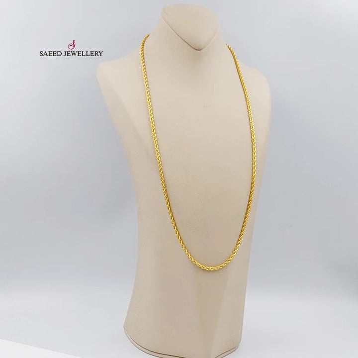 21K 70cm Medium ThicknessT wisted Chain Made of 21K Yellow Gold by Saeed Jewelry-24752