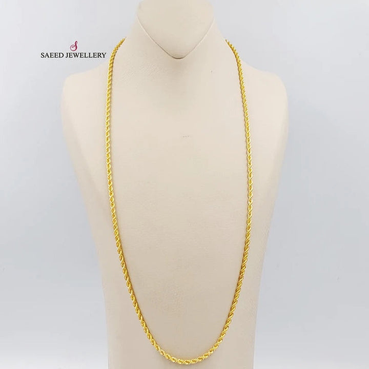 21K 70cm Medium ThicknessT wisted Chain Made of 21K Yellow Gold by Saeed Jewelry-24752