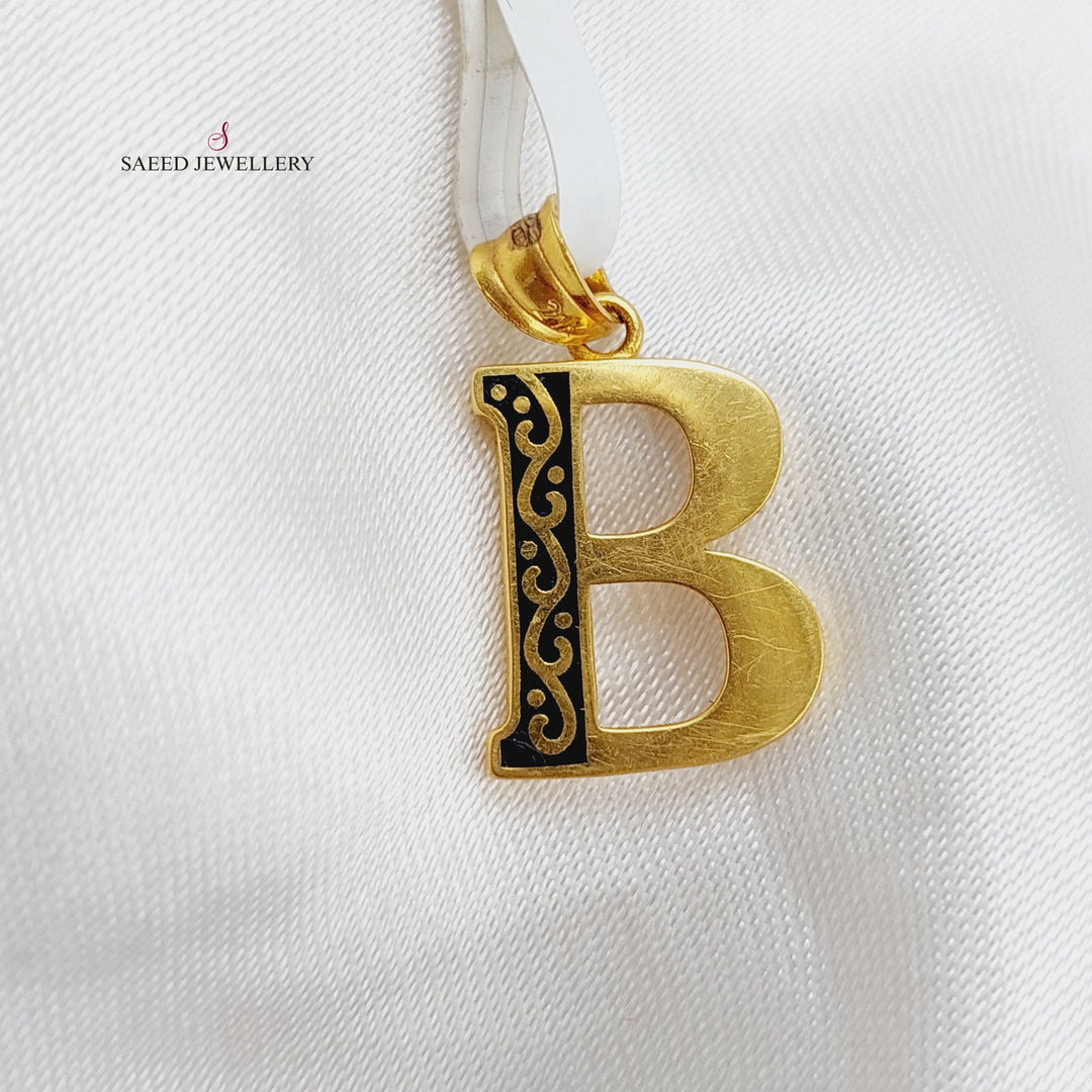 21K Gold B Letter Pendant by Saeed Jewelry - Image 4