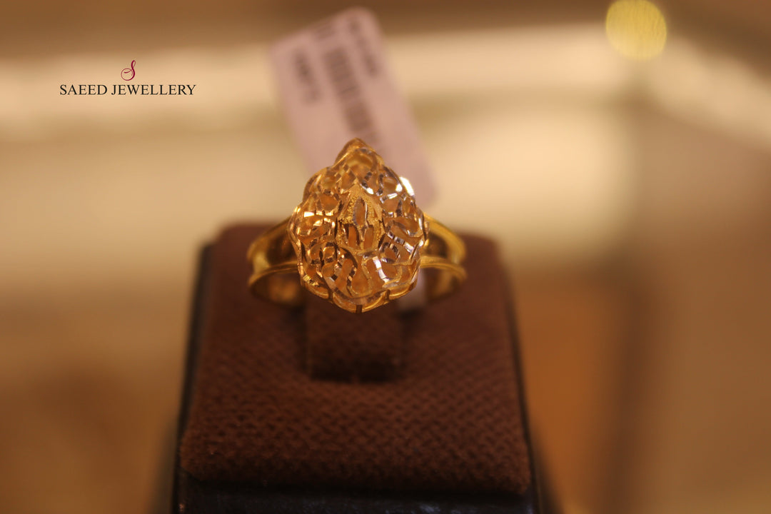 21K Bahraini Ring Made of 21K Yellow Gold by Saeed Jewelry-خاتم-بحريني-3