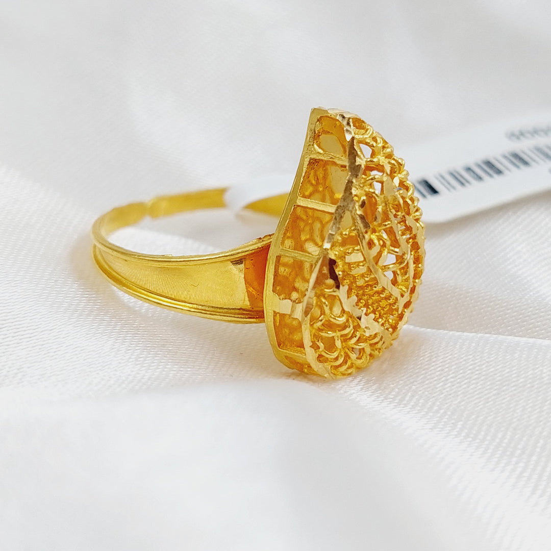 21K Bahraini Ring Made of 21K Yellow Gold by Saeed Jewelry-خاتم-بحريني