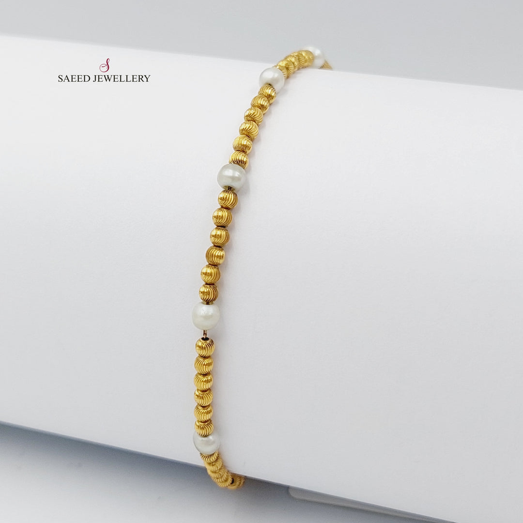 21K Bead Bracelet Made of 21K Yellow Gold by Saeed Jewelry-26442