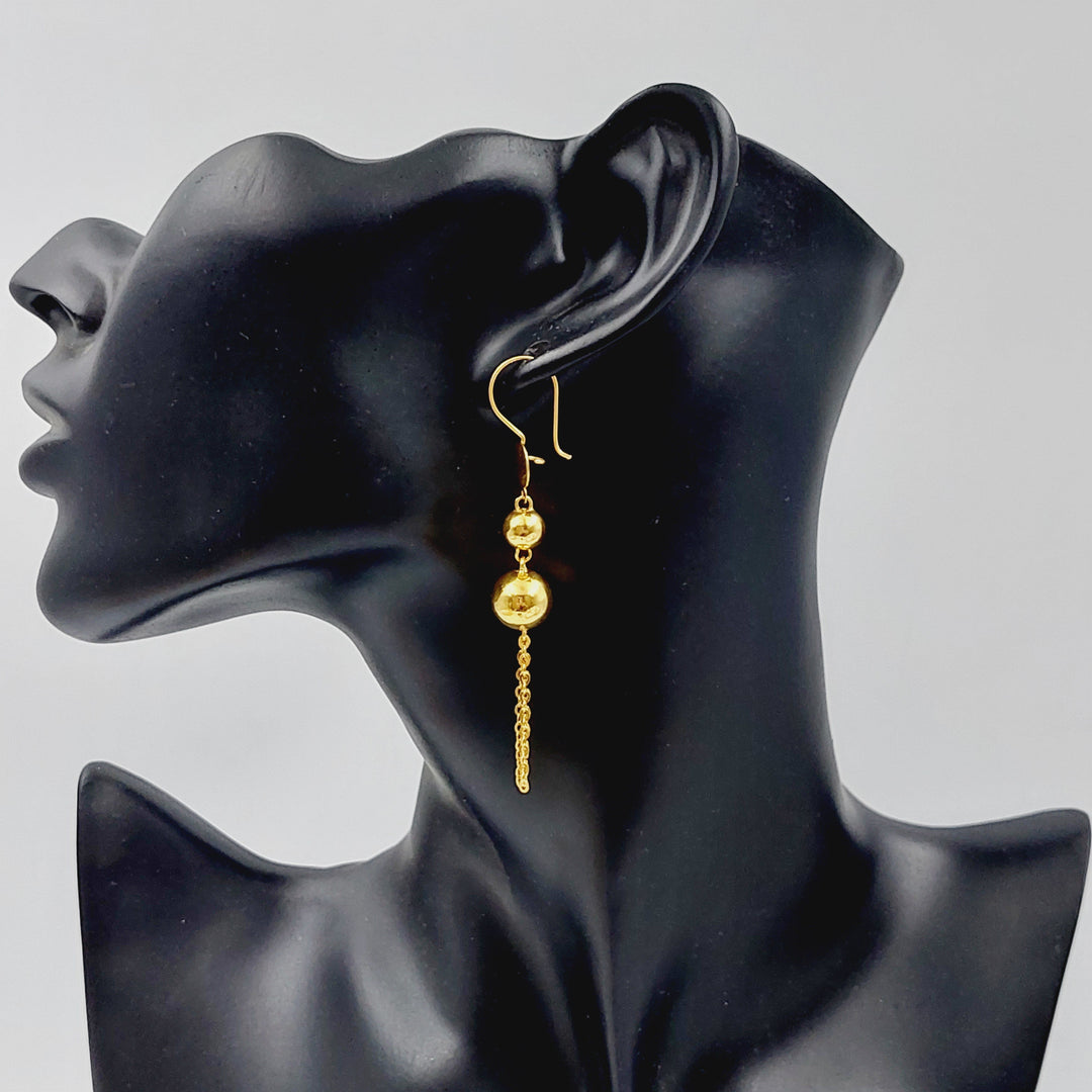 21K Bead Earrings Made of 21K Yellow Gold by Saeed Jewelry-25274