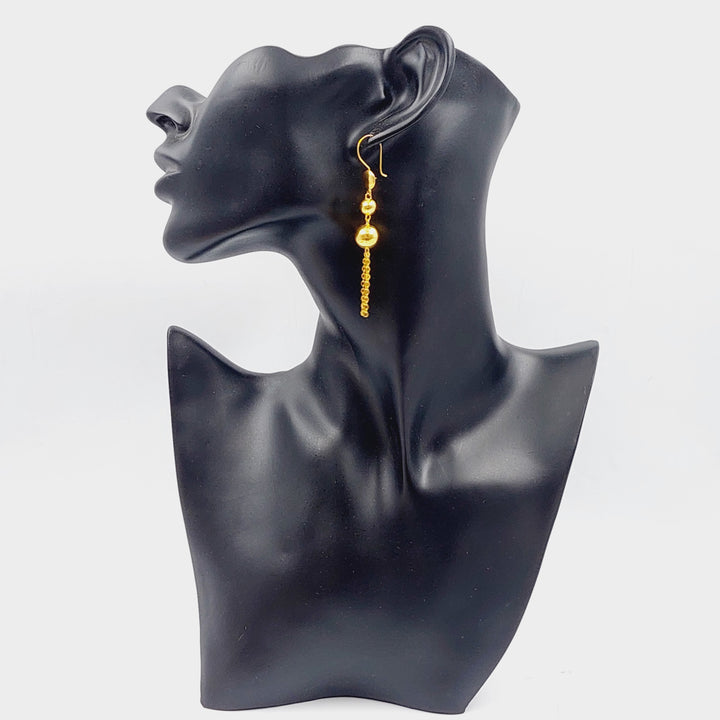 21K Bead Earrings Made of 21K Yellow Gold by Saeed Jewelry-25274