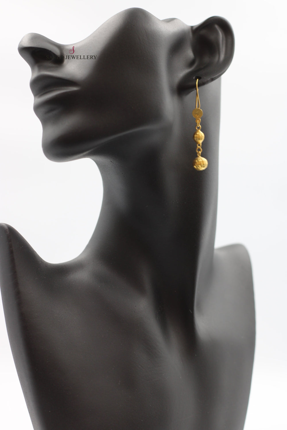21K Bead Earrings Made of 21K Yellow Gold by Saeed Jewelry-حلق-طابات