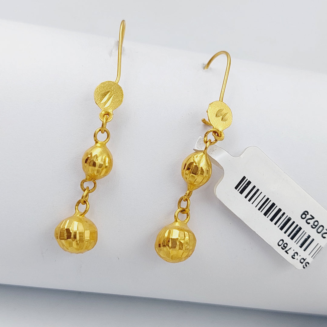 21K Bead Earrings Made of 21K Yellow Gold by Saeed Jewelry-حلق-طابات