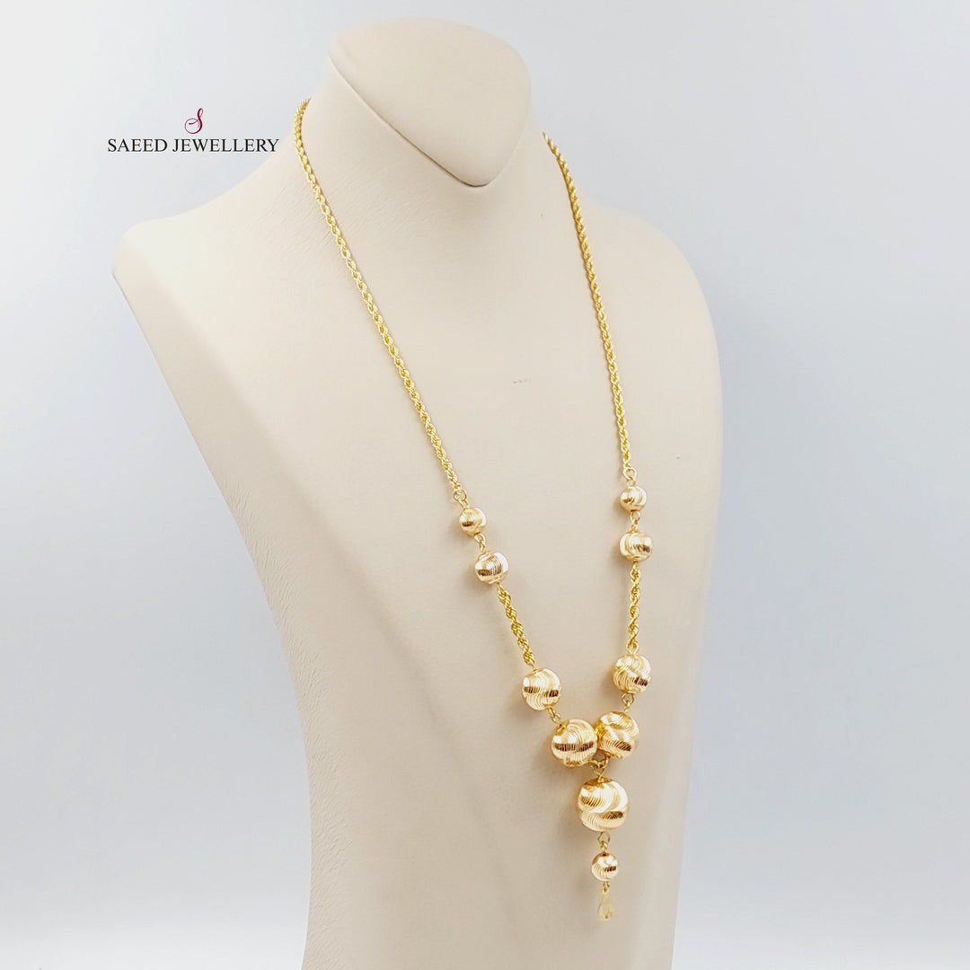21K Bead Necklace Made of 21K Yellow Gold by Saeed Jewelry-23605