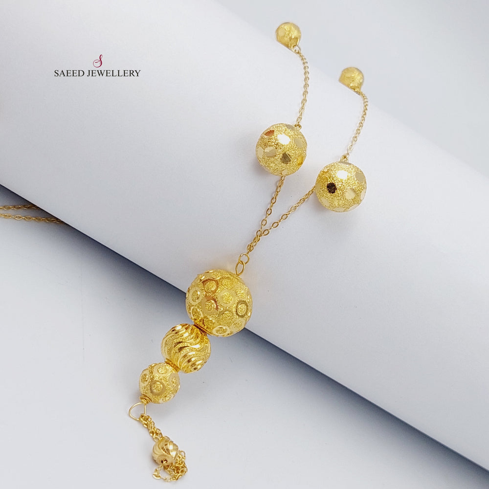 21K Bead Necklace Made of 21K Yellow Gold by Saeed Jewelry-23772