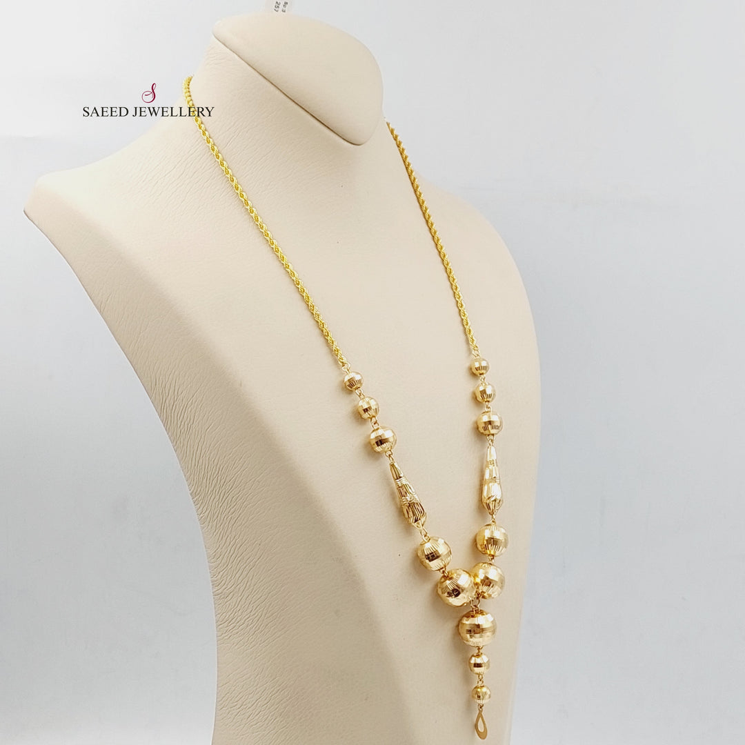 21K Bead Necklace Made of 21K Yellow Gold by Saeed Jewelry-25746