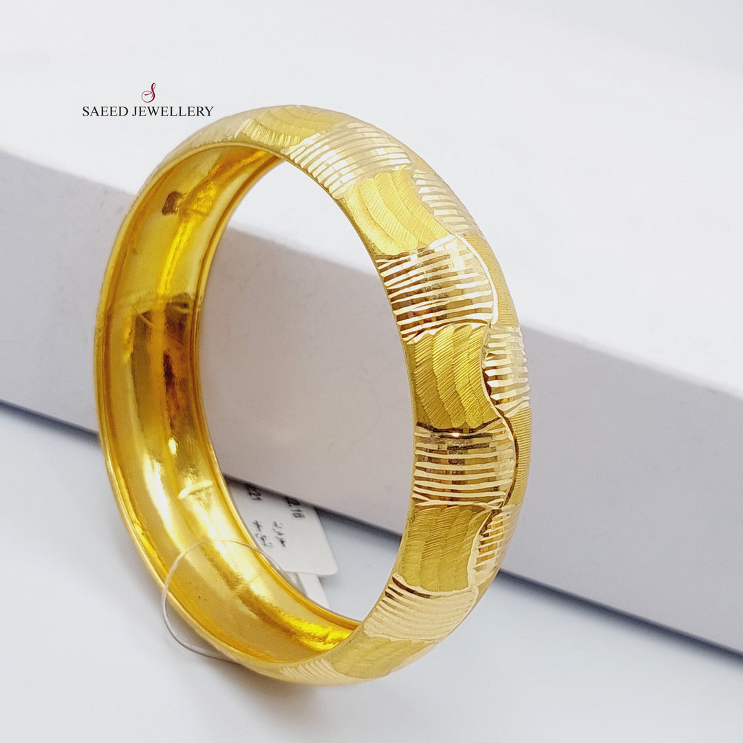 21K Bold Bangle Made of 21K Yellow Gold by Saeed Jewelry-سحبة-كنتور-عريض-1