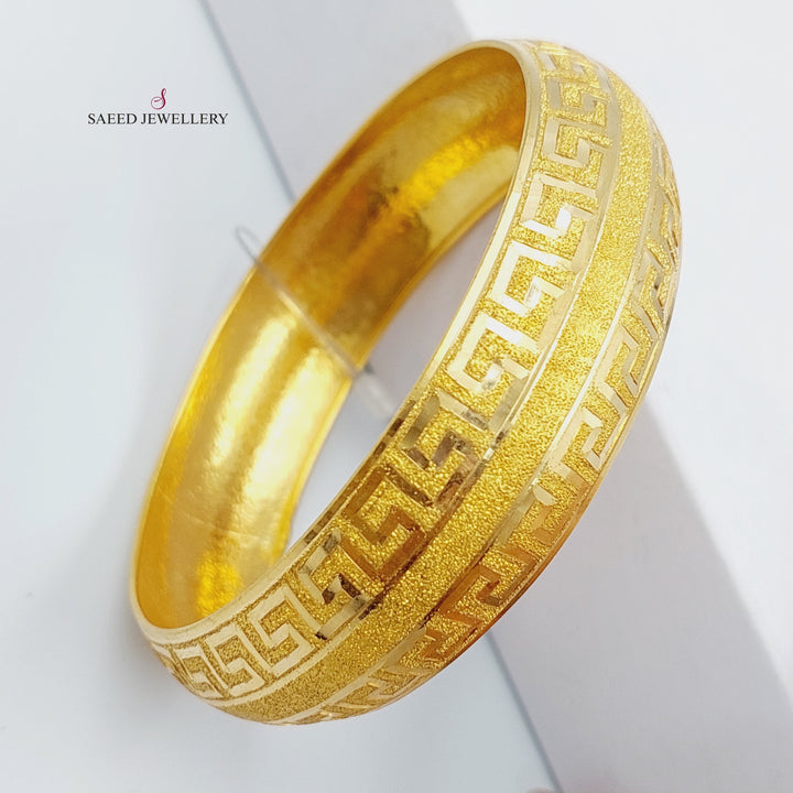 21K Bold Bangle Made of 21K Yellow Gold by Saeed Jewelry-سحبة-كنتور-عريض-3